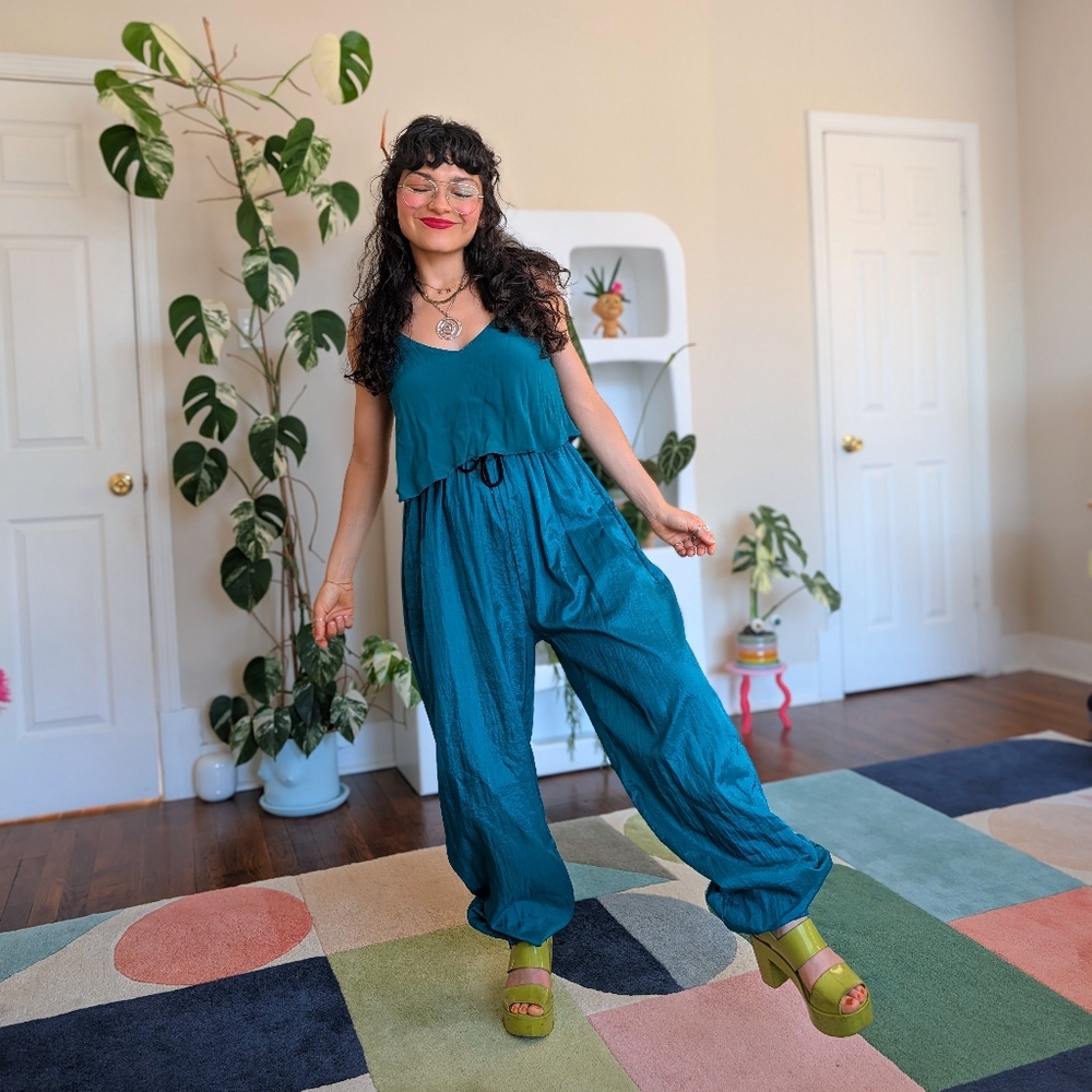 Basic Editions Teal Windbreaker Pants - image 3